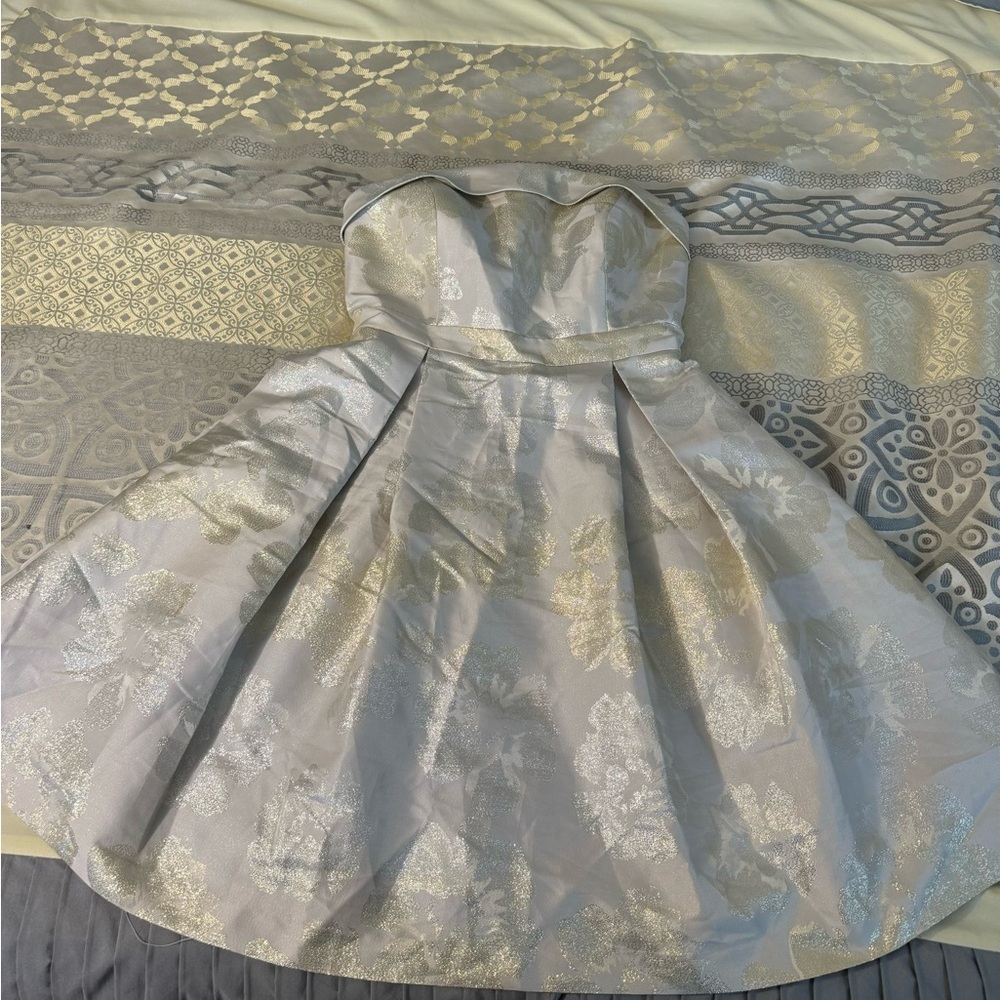 Calvin Klein Chic Strapless Silver and Gold Dress